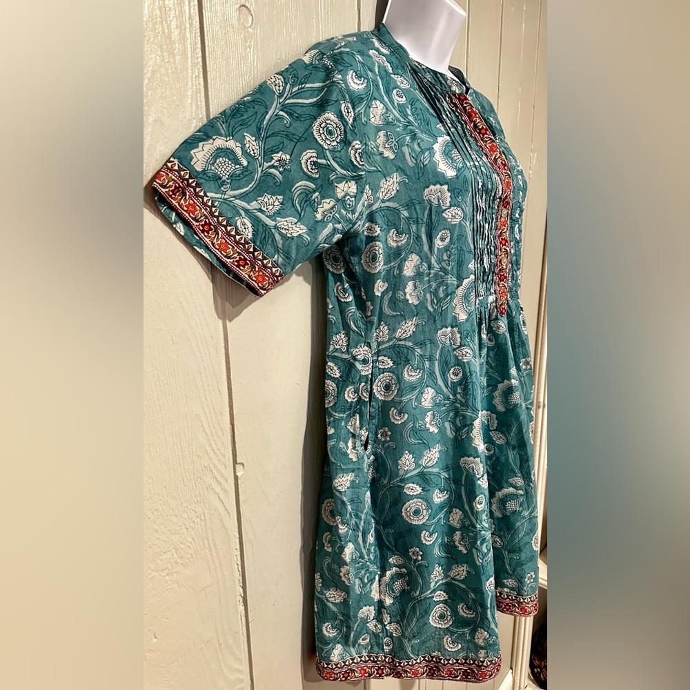 Dolma Floral Teal Midi Dress - Picture 4 of 6
